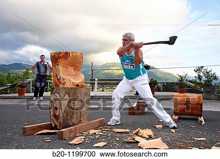 Luis Txapartegi, Aizkolari (wood-chopping), Basque rural sport, Aduna, Gipuzkoa, Basque Country, Spain View Large Photo Image Stock Image - Luis Txapartegi, Aizkolari (wood-chopping), Basque rural sport, Aduna, Gipuzkoa, Basque Country, Spain. Fotosearch