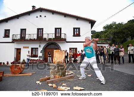Luis Txapartegi, Aizkolari (wood-chopping), Basque rural sport, Aduna, Gipuzkoa, Basque Country, Spain View Large Photo Image Stock Image - Luis Txapartegi, Aizkolari (wood-chopping), Basque rural sport, Aduna, Gipuzkoa, Basque Country, Spain. Fotosearch