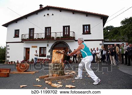 Luis Txapartegi, Aizkolari (wood-chopping), Basque rural sport, Aduna, Gipuzkoa, Basque Country, Spain View Large Photo Image Stock Image - Luis Txapartegi, Aizkolari (wood-chopping), Basque rural sport, Aduna, Gipuzkoa, Basque Country, Spain. Fotosearch
