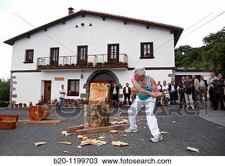 Luis Txapartegi, Aizkolari (wood-chopping), Basque rural sport, Aduna, Gipuzkoa, Basque Country, Spain View Large Photo Image Stock Image - Luis Txapartegi, Aizkolari (wood-chopping), Basque rural sport, Aduna, Gipuzkoa, Basque Country, Spain. Fotosearch