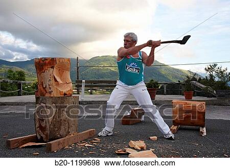 Luis Txapartegi, Aizkolari (wood-chopping), Basque rural sport, Aduna, Gipuzkoa, Basque Country, Spain View Large Photo Image Stock Photo - Luis Txapartegi, Aizkolari (wood-chopping), Basque rural sport, Aduna, Gipuzkoa, Basque Country, Spain. Fotosearch
