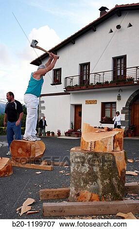 Luis Txapartegi, Aizkolari (wood-chopping), Basque rural sport, Aduna, Gipuzkoa, Basque Country, Spain View Large Photo Image Stock Photo - Luis Txapartegi, Aizkolari (wood-chopping), Basque rural sport, Aduna, Gipuzkoa, Basque Country, Spain. Fotosearch