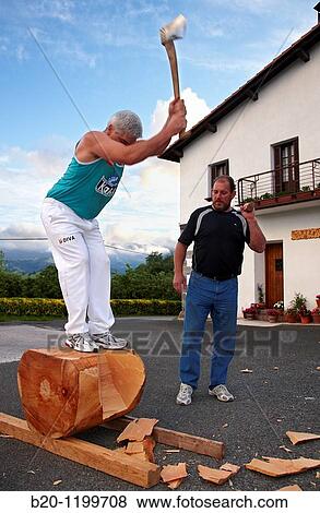 Luis Txapartegi, Aizkolari (wood-chopping), and Iaki Perurena, Basque rural sport, Aduna, Gipuzkoa, Basque Country, Spain View Large Photo Image Stock Photo - Luis Txapartegi, Aizkolari (wood-chopping), and Iaki Perurena, Basque rural sport, Aduna, Gipuzkoa, Basque Country, Spain. Fotosearch