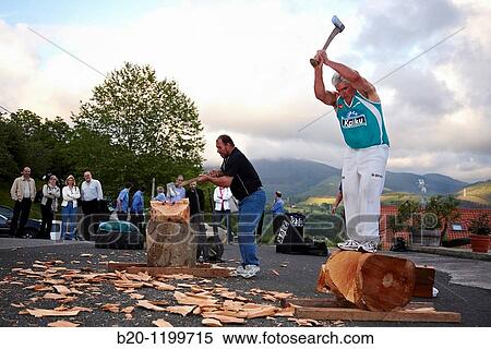 Luis Txapartegi, Aizkolari (wood-chopping), and Iaki Perurena, Basque rural sport, Aduna, Gipuzkoa, Basque Country, Spain View Large Photo Image Stock Photography - Luis Txapartegi, Aizkolari (wood-chopping), and Iaki Perurena, Basque rural sport, Aduna, Gipuzkoa, Basque Country, Spain. Fotosearch