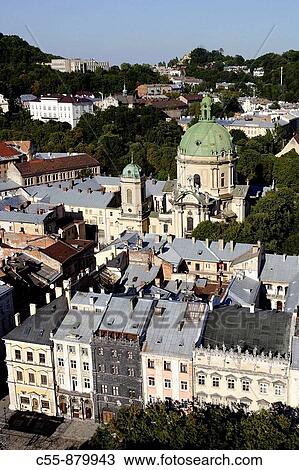 Lviv, Lvov, cityscape from Town Hall tower, Dominicain church, Western Ukraine View Large Photo Image Stock Image - Lviv, Lvov, cityscape from Town Hall tower, Dominicain church, Western Ukraine. Fotosearch