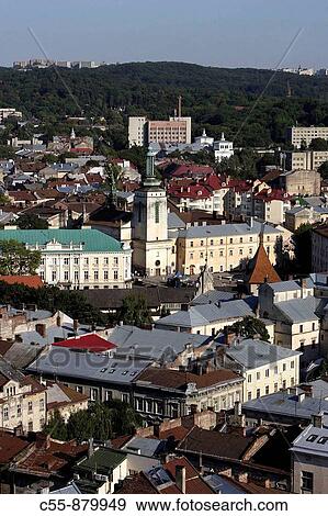 Lviv, Lvov, cityscape from Town Hall tower, Western Ukraine View Large Photo Image Stock Photo - Lviv, Lvov, cityscape from Town Hall tower, Western Ukraine. Fotosearch