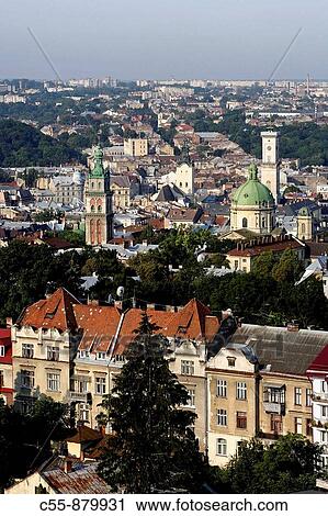 Lviv, Lvov, cityscape from Vysoky Zamok High Castle fortress, Western Ukraine View Large Photo Image Stock Image - Lviv, Lvov, cityscape from Vysoky Zamok High Castle fortress, Western Ukraine. Fotosearch