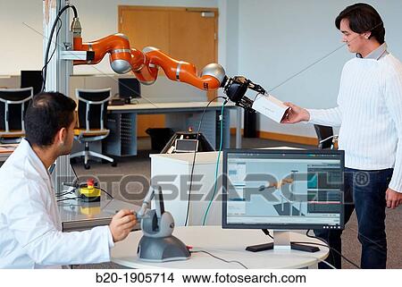 LWR robot, using haptic teleoperation with force feedback Safety in human-robot cooperation Industry, Tecnalia Research & innovation, Technology and Research Centre, Miramon Technological Park, San Sebastian, Donostia, Gipuzkoa, Basque Country, Spain View Large Photo Image Picture - LWR robot, using haptic teleoperation with force feedback Safety in human-robot cooperation Industry, Tecnalia Research & innovation, Technology and Research Centre, Miramon Technological Park, San Sebastian, Donostia, Gipuzkoa, Basque Country, Spain. Fotosearch