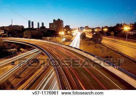 M-30 motorway, night view. Madrid, Spain. View Large Photo Image Stock Image - M-30 motorway, night view. Madrid, Spain.. Fotosearch