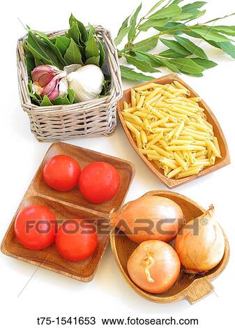 Macaroni and vegetable ingredients View Large Photo Image Stock Image - Macaroni and vegetable ingredients. Fotosearch