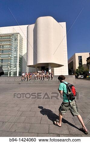 MACBA. Museum of Contemporary Art (1987-1995 by Richard Meier). Pla? a dels? ngels. Barcelona. Catalonia. Spain View Large Photo Image Stock Image - MACBA. Museum of Contemporary Art (1987-1995 by Richard Meier). Pla? a dels? ngels. Barcelona. Catalonia. Spain. Fotosearch