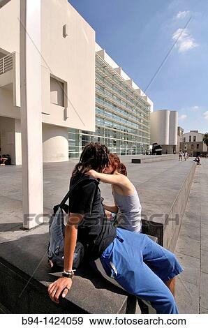 MACBA. Museum of Contemporary Art (1987-1995 by Richard Meier). Pla? a dels? ngels. Barcelona. Catalonia. Spain View Large Photo Image Stock Photo - MACBA. Museum of Contemporary Art (1987-1995 by Richard Meier). Pla? a dels? ngels. Barcelona. Catalonia. Spain. Fotosearch