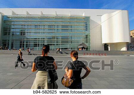 Stock Photography - MACBA, Museum of Contemporary Art (1987-95, by Richard Meier). Barcelona. Spain. Fotosearch