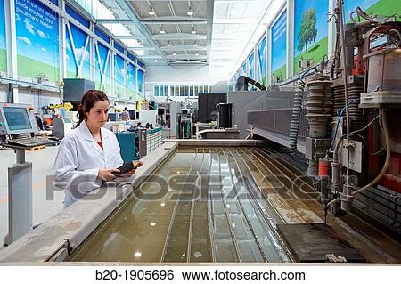 Stock Photograph - Machine for cutting material by water jet and abrasive Industry, Tecnalia Research & innovation, Technology and Research Centre, Miramon Technological Park, San Sebastian, Donostia, Gipuzkoa, Basque Country, Spain. Fotosearch