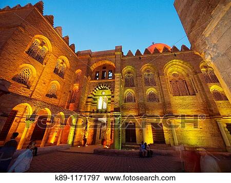 Stock Photo - Madrasa Mausoleum of Sultan Qalawun. Al Mu? izz historic street, Cairo, Egypt. Fotosearch