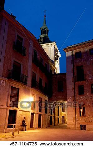 Madrid street at night. Madrid, Spain. View Large Photo Image Stock Photography - Madrid street at night. Madrid, Spain.. Fotosearch