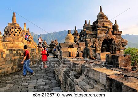 Mahayana Buddhist Temple (8th century), Borobudur, near Magelang, Central Java, Indonesia. View Large Photo Image Stock Image - Mahayana Buddhist Temple (8th century), Borobudur, near Magelang, Central Java, Indonesia.. Fotosearch