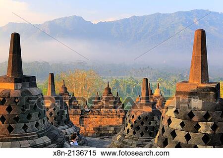 Mahayana Buddhist Temple (8th century), Borobudur, near Magelang, Central Java, Indonesia. View Large Photo Image Stock Photography - Mahayana Buddhist Temple (8th century), Borobudur, near Magelang, Central Java, Indonesia.. Fotosearch