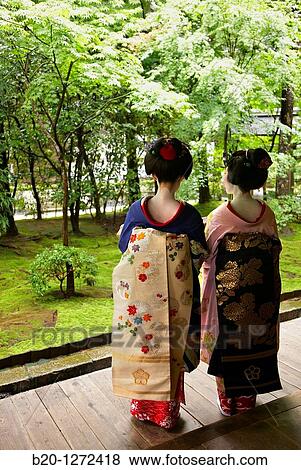 Stock Photo - Maiko, Geisha, Ryoanji Temple, Kyoto, Japan.. Fotosearch