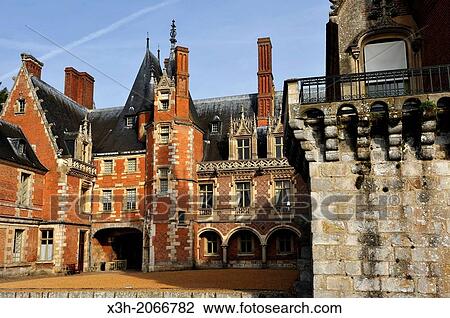 Stock Image - main courtyard of Chateau de Maintenon, Eure & Loir department, region Centre, France, Europe.. Fotosearch