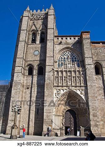 Main front of cathedral (11th-15th century), Avila. Castilla-Leon, Spain View Large Photo Image Stock Photography - Main front of cathedral (11th-15th century), Avila. Castilla-Leon, Spain. Fotosearch