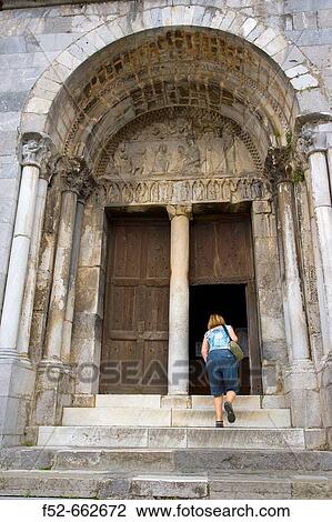 Main front of the church. Saint-Bertrand-de-Comminges. French Pyr? n? es. France. View Large Photo Image Stock Image - Main front of the church. Saint-Bertrand-de-Comminges. French Pyr? n? es. France.. Fotosearch