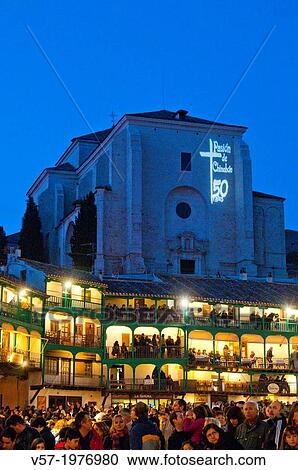 Main Square and church before the Passion of Christ performance, night view. Chinchon, Madrid province, Spain. View Large Photo Image Stock Image - Main Square and church before the Passion of Christ performance, night view. Chinchon, Madrid province, Spain.. Fotosearch