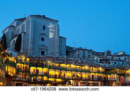 Main Square and church, night view. Chinchon, Madrid province, Spain. View Large Photo Image Stock Photo - Main Square and church, night view. Chinchon, Madrid province, Spain.. Fotosearch