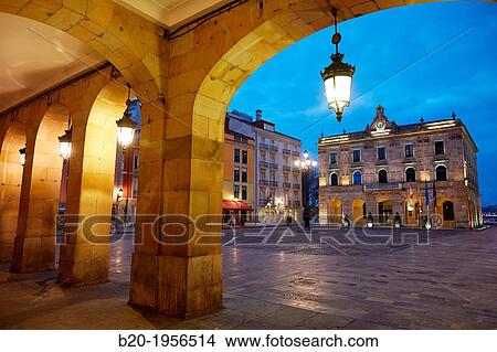 Main Square and Town Hall. Plaza Mayor, Gij? n, Asturias, Spain. View Large Photo Image Picture - Main Square and Town Hall. Plaza Mayor, Gij? n, Asturias, Spain.. Fotosearch