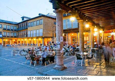 Main Square at nightfall. Tordesillas, Valladolid province, Castilla Leon, Spain. View Large Photo Image Picture - Main Square at nightfall. Tordesillas, Valladolid province, Castilla Leon, Spain.. Fotosearch