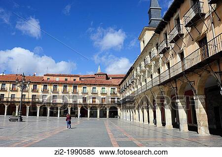 Main Square. Leon, Spain View Large Photo Image Stock Photography - Main Square. Leon, Spain. Fotosearch