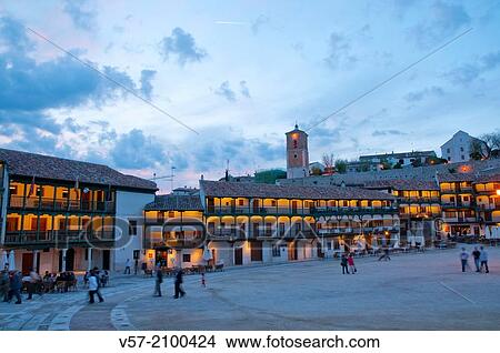 Main Square, night view. Chinchon, Madrid province, Spain. View Large Photo Image Picture - Main Square, night view. Chinchon, Madrid province, Spain.. Fotosearch