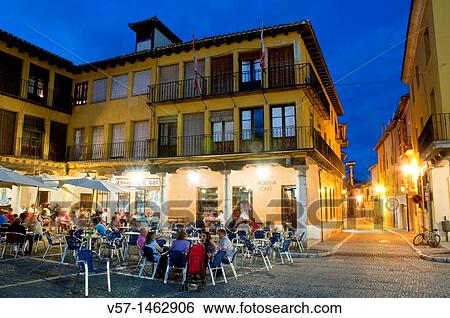 Main Square, night view. Tordesillas, Valladolid province, Castilla Le? n, Spain. View Large Photo Image Stock Photograph - Main Square, night view. Tordesillas, Valladolid province, Castilla Le? n, Spain.. Fotosearch