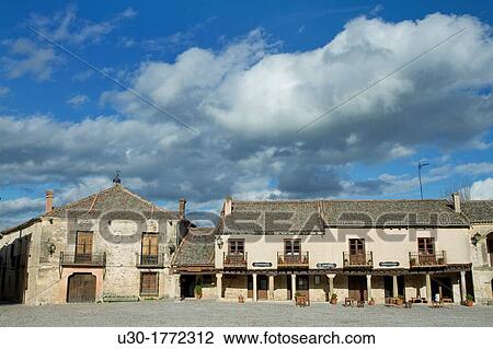 Main Square of Pedraza, walled medieval village declarated Historical-Artistic Site Segovia province Castilla y Le? n Spain View Large Photo Image Stock Image - Main Square of Pedraza, walled medieval village declarated Historical-Artistic Site Segovia province Castilla y Le? n Spain. Fotosearch