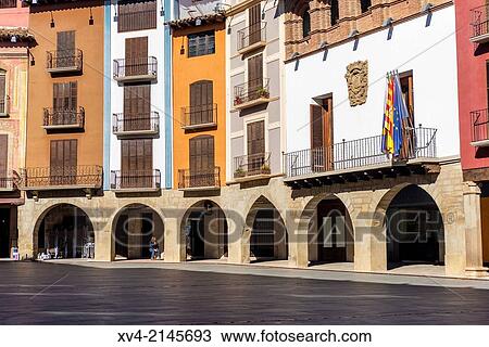 Main square of the town of Graus, a Mediaeval Village, Huesca, Arag? n, Spain. View Large Photo Image Stock Image - Main square of the town of Graus, a Mediaeval Village, Huesca, Arag? n, Spain.. Fotosearch