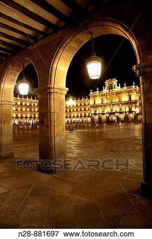 Main Square, Salamanca. Castilla-Leon, Spain View Large Photo Image Stock Photo - Main Square, Salamanca. Castilla-Leon, Spain. Fotosearch