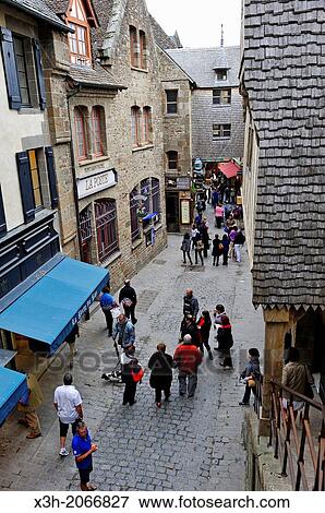 main street, Mont Saint-Michel, Manche department, Low Normandy region, France, Europe. View Large Photo Image Stock Photo - main street, Mont Saint-Michel, Manche department, Low Normandy region, France, Europe.. Fotosearch