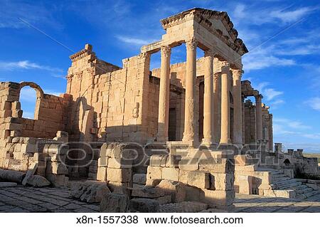 Stock Photo - Main temple 2nd century, Sbeitla, Tunisia. Fotosearch