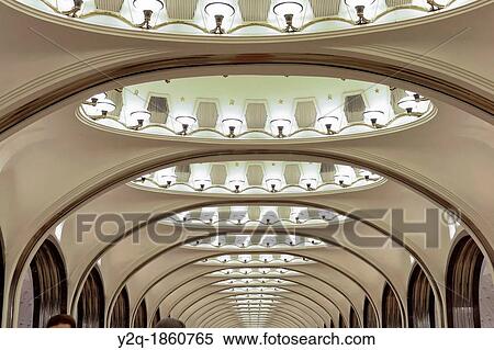 Majakovskaja Subway station in Moscow, Russia View Large Photo Image Stock Photography - Majakovskaja Subway station in Moscow, Russia. Fotosearch