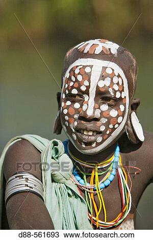 Make-up. Surma child. Near Kibish. Ethiopia. View Large Photo Image Stock Image - Make-up. Surma child. Near Kibish. Ethiopia.. Fotosearch