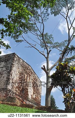 Stock Image - Malacca (Malaysia): the St. Paul's Church ruins. Fotosearch