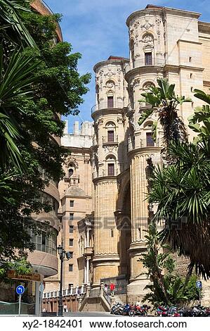 Malaga, Malaga Province, Costa del Sol, Andalusia, southern Spain Southern facade of the cathedral View Large Photo Image Stock Image - Malaga, Malaga Province, Costa del Sol, Andalusia, southern Spain Southern facade of the cathedral. Fotosearch