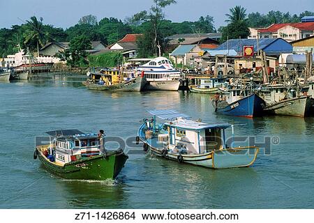 Malaysia, Johor, Mersing, river, boats. View Large Photo Image Picture - Malaysia, Johor, Mersing, river, boats.. Fotosearch