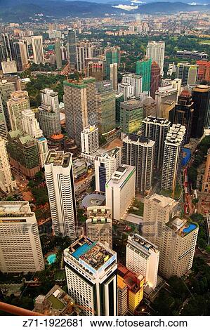 Stock Image - Malaysia, Kuala Lumpur, City Centre, aerial view,. Fotosearch