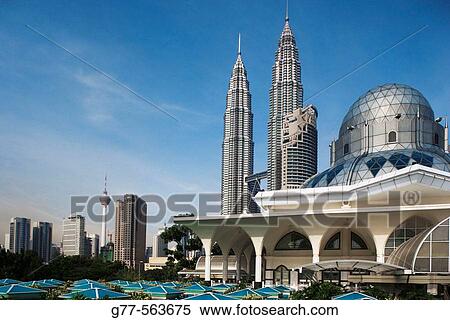 Malaysia. Kuala Lumpur. Petronas Towers and Al-Asykin Mosque. View Large Photo Image Stock Photography - Malaysia. Kuala Lumpur. Petronas Towers and Al-Asykin Mosque.. Fotosearch