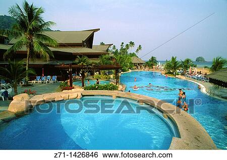 Stock Photograph - Malaysia, Tioman Island, Berjaya Resort, pool,. Fotosearch