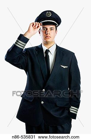 Stock Image - Male airline pilot. Fotosearch