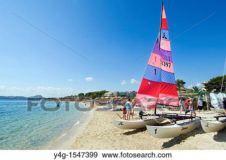 Mallorca, Port Pollenca, Water Sports, Beach View Large Photo Image Stock Photo - Mallorca, Port Pollenca, Water Sports, Beach. Fotosearch