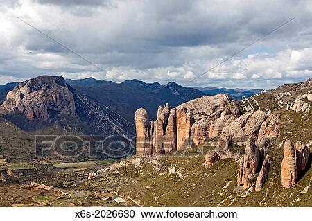 Stock Image - Mallos de Riglos, Riglos, Huesca, Spain.. Fotosearch