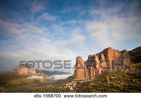 Stock Image - Mallos de Riglos, Riglos, La Hoya, Huesca, Spain. Fotosearch